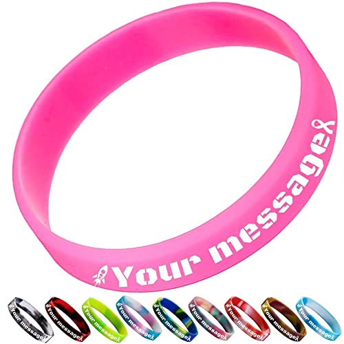 Azuresun Customizable Wristbands,Personalized Engraved Silicone Bracelets for Events and Party,Marketing and Raising Awareness,Gifts for Couples Men and Women Pink