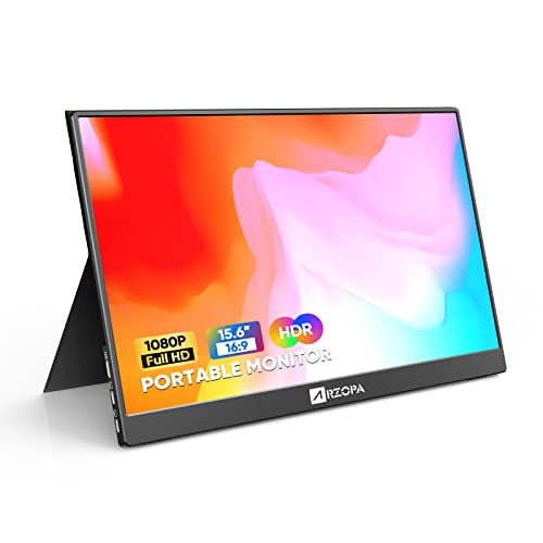 Portable Monitor, Arzopa 15.6'' FHD 1080P Portable Laptop Monitor IPS 100% SRGB Computer External Screen USB C HDMI Monitor w/Smart Cover for PC MAC Phone Xbox PS4