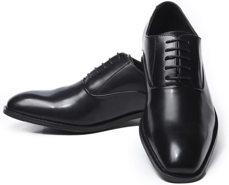 British Soft Business Formal Leather Shoes Lace-up Casual Gentleman Office Wedding Shoes Non-slip Wear-resistant Black