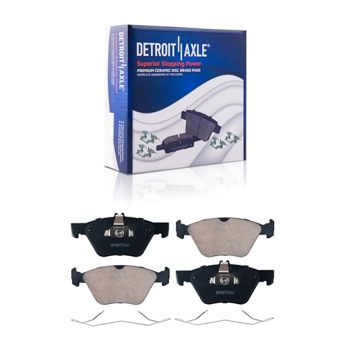 Image of Detroit Axle - Brake Kit for Mercedes-Benz CLK320 CLK430 E300 E320 E430 [For Vehicle w /2 Pin Pad Rear Caliper], Front and Rear Drilled & Slotted Brake Rotors Ceramic Brake Pads w /Hardware Replacement