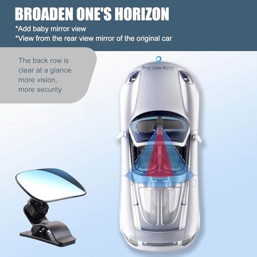 Image of 1 PC Car Sun Visor Child Observation Mirror, 3.5 inch x 2.2 inch HD Glass 360 Degree Adjustable Curved Large View Mirror, Multi-function Clip-on Makeup Mirror, Universal for Most Cars (Black)