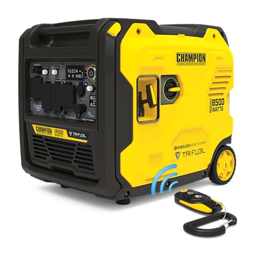 Champion Power Equipment 8500-Watt Wireless Remote Start Ultra Quiet Tri Fuel RV Ready Portable...