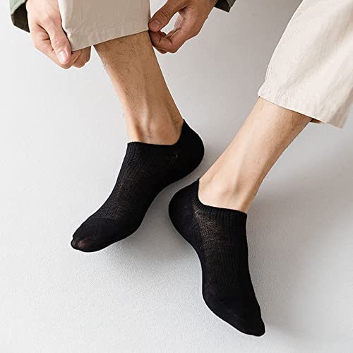 YOLAI Men No Show Liner Socks Solid Low Cut Socks Summer Breathable Lightweight Ankle Socks (Black, One Size)3