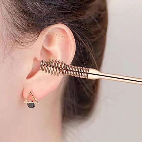 Spring Ear Wax Cleaner Tool Set Ear Cleaner Ear Cleaner Tool Ear Wax Removal Spoon Double Ended With Stainless 360° Spiral Ear Massage Cleaning Tool Ear Cleaner Cleaning Brush And Storage Box Gold #TOP3