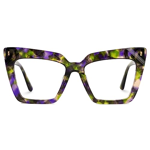Image of Zeelool Cat Eye Blue Light Blocking Reading Glasses for Women Fashion Clear Lens Eyeglasses Frame Barnes ZJGA595438-01 Green