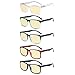 Eyekepper 5 Pack Blue Light Blocking Reading Glasses Square Computer Readers Yellow Tinted +3.00