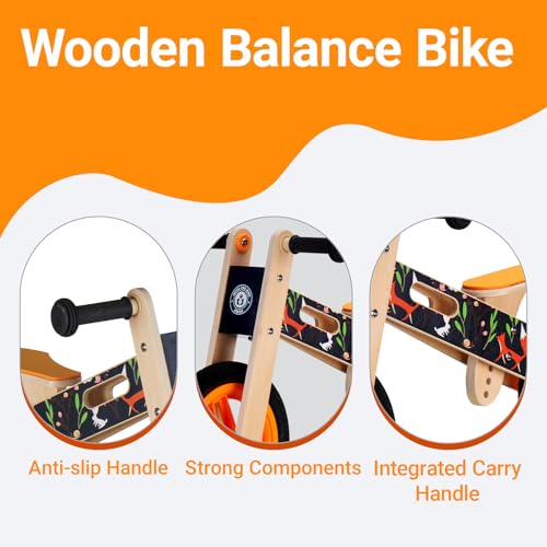 Image of Wooden Toddler Balance Bike, Kids Balance Bike for 3 Year Old with Adjustable Seat, No Pedal Toddler Bicycle for Kids 3-5 for Boys and Girls Birthday Gifts Toys