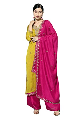 Image of LYMI LABEL Kurta Palazzo Set For Women - Poly Georgette Foil Printed Regular Fit A-Line Kurta Palazzo Set For Women