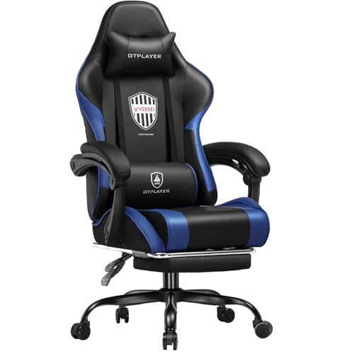 GTPlayer ゲーミングチェア PUレザー サッカー柄 デスクチェア オフィスチェア あぐら 椅子 ゲーム用チェア 165°リクライニング ハイバック 「VISSEL X GTPLAYER」コラボ テレワーク椅子 PCチェア フットレスト 連動アームレ
