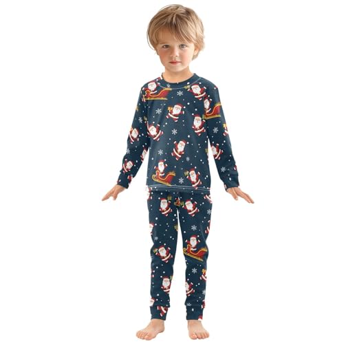 Pajama Sets Long Sleeve Santa Claus Snowflake Soft Comfy Sleepwear 2 Piece PJS 3-8T2