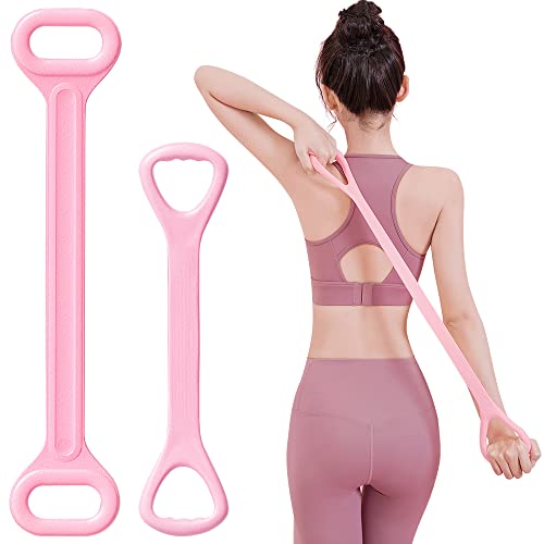 【Amazon限定ブランド】トレーニングチューブ 筋トレ チューブ 背中 ストレッチ 肩甲骨 エクササイズバンド フィットネス チューブ レジスタンスバンド ゴムバンド 高弾力 耐久性 ゴムチューブ ヨガ ピラティス 背筋 肩こり解消 肩甲骨はがし 36cm/50cm 2本セット ピンク hoomagicのサムネイル