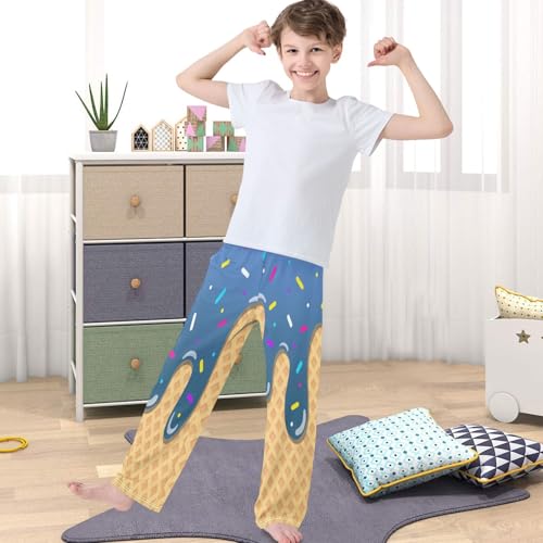 Boys' Pants Ice Cream Drip Blue Joggers Elastic Long Bottoms Trousers Sweatpants with Pockets Size 6-144