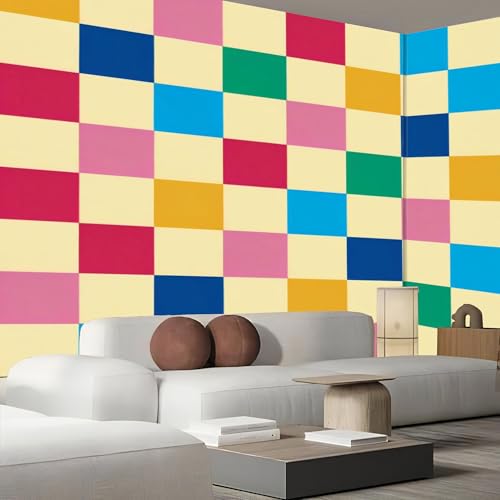 Papier Peint Panoramique 3D 350X256 cm Jaune Clair Géométrie Rétro
