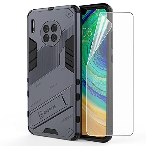 ZZHAO Armor Carcasa para Huawei Mate 30 Funda con Uno [Cobertura Completa] Protector de Pantalla, PC/TPU Ultradelgado Estuche Anti Caída Bumper Back Case Cover con Soporte Integrado Invisible