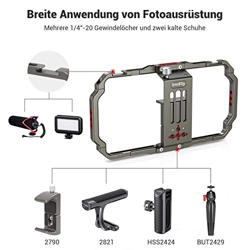 SMALLRIG Smartphone Video Rig, Fotografie Filmerstellung mit 2 Cold Shoe Mounts Handy Video Stabilisator für Video… – Bild 4