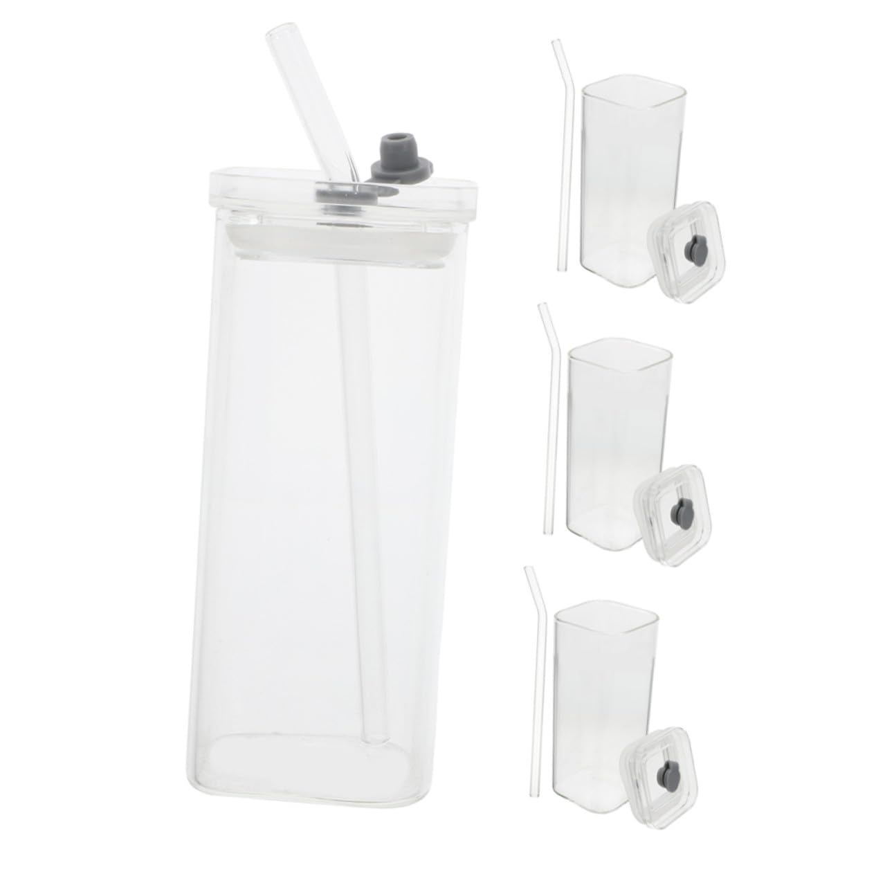 Vaso de vidrio transparente para mesita de noche botella de agua con tapa PRETYZOOM