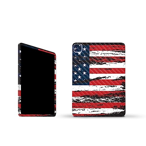 Image of MightySkins Carbon Fiber Skin Compatible with Apple iPad Pro 11 inch M2 4th Gen (2022) Full Wrap Kit - Tattered Flag | Protective, Durable Textured Carbon Fiber Finish | Easy to Apply | Made in The USA