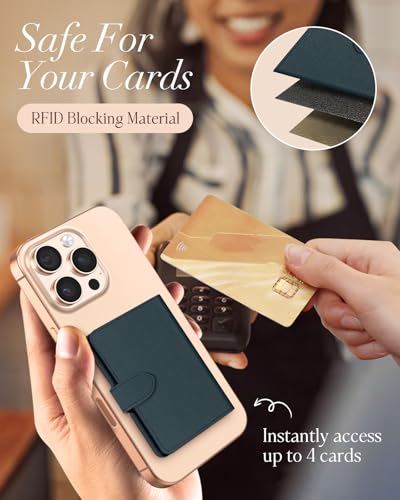 Image of Shorogyt for Magnetic Phone Wallet Compatible with Magsafe Card Holder - Luxury Slim Leather Mag Wallets for Women Fit 4 Cards, for iPhone 17 /16 /15 /14 /13 /12 Series for Apple RFID Magnet, Lyc Blue