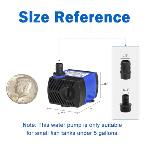 Image of AQUANEAT Small Fountain Pump, 80 GPH Mini Submersible Water Pump with 3.3 ft Tubing, for Aquarium Fish Tank, Pet Water Fountain, Hydroponics, Pond Waterfall Filter Pump (Pack of 3)