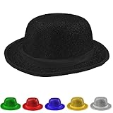 Viaje al pasado. Un bombín brillo es el sombrero perfecto para hacer una declaración elegante para una noche en la ciudad.