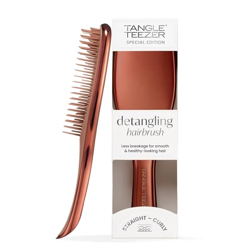 Tangle Teezer Ultimate Detangler Hairbrush - Cepillo Desenredante para Pelo Seco y Mojado - Apto para Todo Tipo de Cabello - Púas de Doble Altura, Menos Rotura y Sin Nudos - Cromado Bronce Chocolate