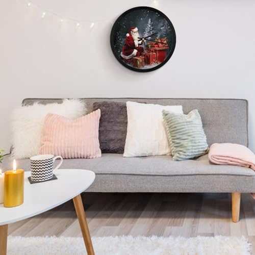 Horloge murale numérique sans tic-tac Père Noël lisible et à piles