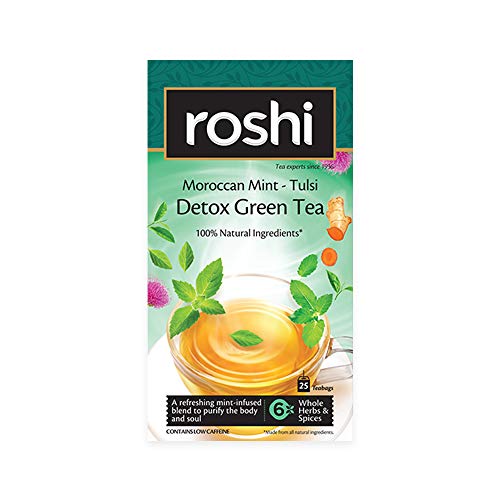 Image of Roshi Detox Green Tea | 25 Teabags | Herbally rejuvenating Detox Green Tea with Moroccan Mint, Tulsi and Milk Thistle