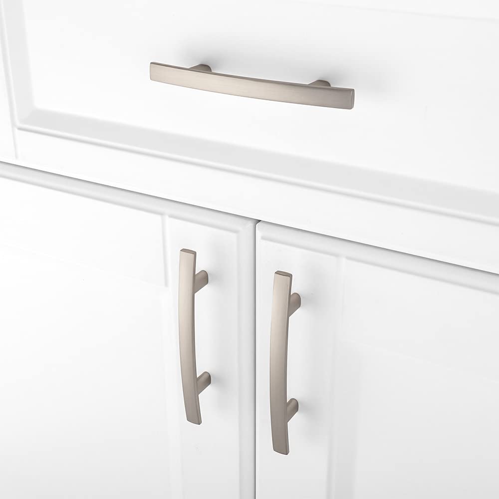 KOOFIZO 30-Pack Solid Curved Bar Cabinet Pull - Brushed Nickel Furniture Arch Handle, 3 Inch/76mm Screw Hole Center for Kitchen Cupboard Door, Bedroom Dresser Drawer, Bathroom Wardrobe Hardware