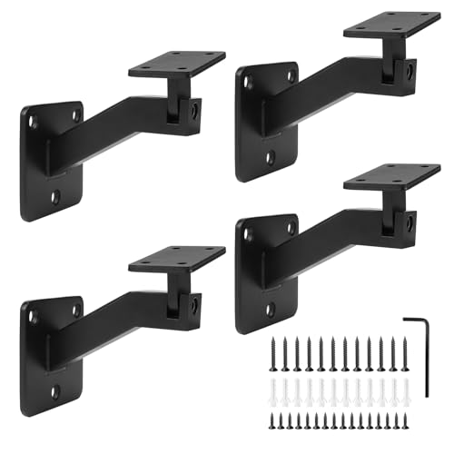 SUPAWAY Lot de 4 Supports de rampe réglables, Support de main courante carré robuste, Fixation murale pour mains courantes intérieures et extérieures,...