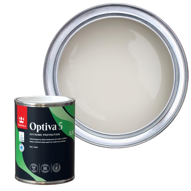 TIKKURILA Optiva 5 Matt Emulsion Paint โ Durable, Scrubbable & Easy-Clean for Walls and Ceilings | Zero VOC - 1L Piazza Y487