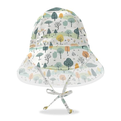 Cartoon Childish Green Trees Unisex Baby Beach Hat Boys Summer Hat Girl UPF 50 Adjustable Traveling Swim