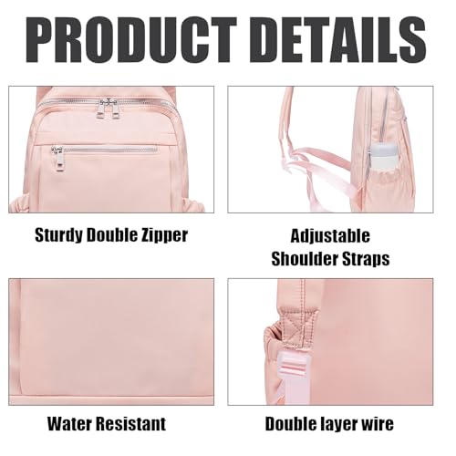 LOIDOU Mini Rucksack für Frauen Kleiner Rucksack Geldbörse Leichtgewicht Mädchen Casual Daypack Bookbag für College Schule Arbeit Reisen, Rosa(35cm)