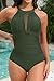 Tempt Me Women One Piece Swimsuit Deep Ocean Green High Neck Mesh Ruched Swimwear M