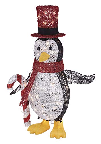 NOMA Pre-Lit Light Up Incandescent Classic Penguin with Red Top Hat | Christmas Holiday Lawn Decoration | Indoor/Outdoor | 100 Count Lights | 2.75’ Feet