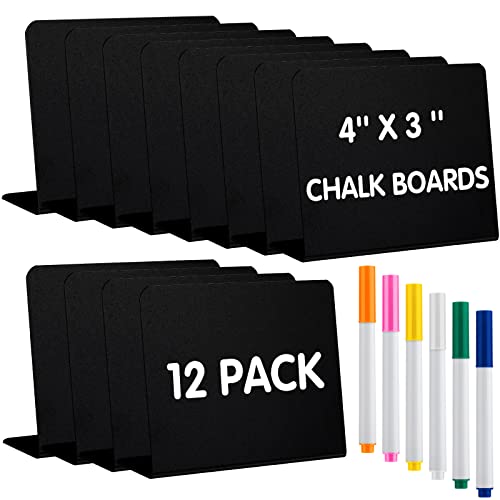 12 Pack Mini Chalkboard Signs For Food Small Tabletop Chalkboard Sign Buffet Chalkboards Signs With 6 Pcs Multicolor Erasable Chalk Marker For Bakery, Weddings, Party, Message Board Signs, Retail #TOP9