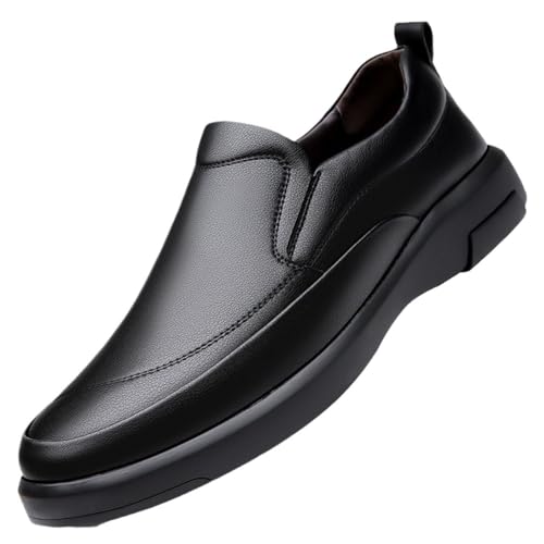 Men's Genuine Leather Slip-On Loafers Spring Soft Sole Anti-Slip Casual Shoes for Dad Comfortable Business Dress