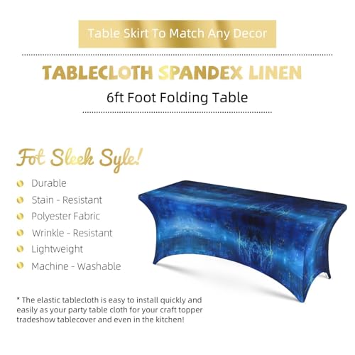 Nappe de table extensible en élasthanne lavable motif binaire bleu