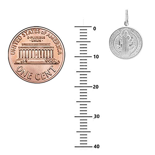 Ritastephens Sterling Silver San Benito St Saint Benedict Medallion Medal Pendant Necklace (3 sizes)3