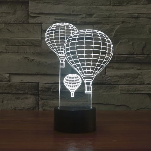 Lámpara de mesa ilusión 3D globo aerostático LED remoto miniatura 3