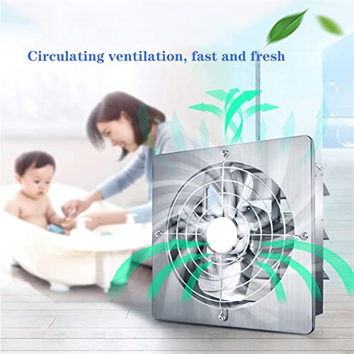 Ventilador de extracción de velocidad ajustable de acero inoxidable, 12 pulgadas, ventilador de cocina, extractor de humo potente, ventilador de ventana con interruptor miniatura 6