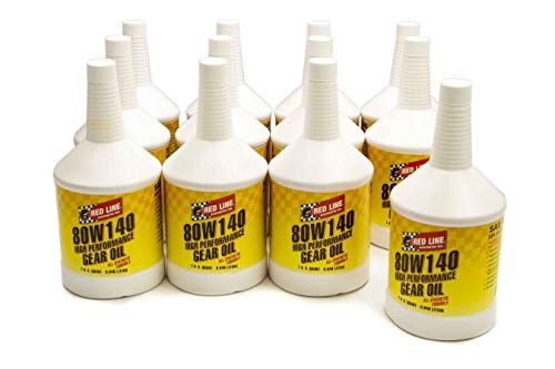 Red Line (58104) 80W140 GL-5 Synthetic Gear Oil for Hypoid Limited Slip Differentials - 1 Quart (12 Pack)
