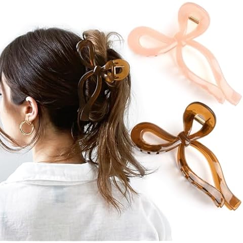 Yanibest Elegant Bow Hair Claw Clips Stylish Large Hair Clips for Thin and Thick Hair | Holiday Gift for Teen Girls | Chic Hair Styling Accessories for Women (Pack of 2) Cover