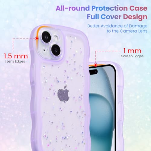 Coque iPhone 14 silicone transparent paillette violette coque de protection - 2