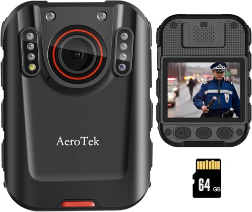 2K Body Camera, Police Body Cam with 64GB Video Recording and Ultra Infrared Night Vision, Body Worn Camera for Law Enforcement Recorder