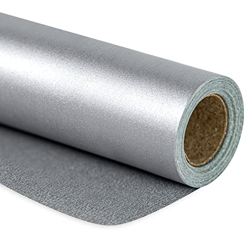 Image of RUSPEPA Silver Matte Wrapping Paper - Solid Color Pearly - luster Paper Perfect for Wedding, Birthday, Christmas, Baby Shower -17 Inches X 32.8 Feet