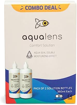 Aqualens Comfort Contact lens solution (Pack of 2-360 ml each) (Lens case Free)