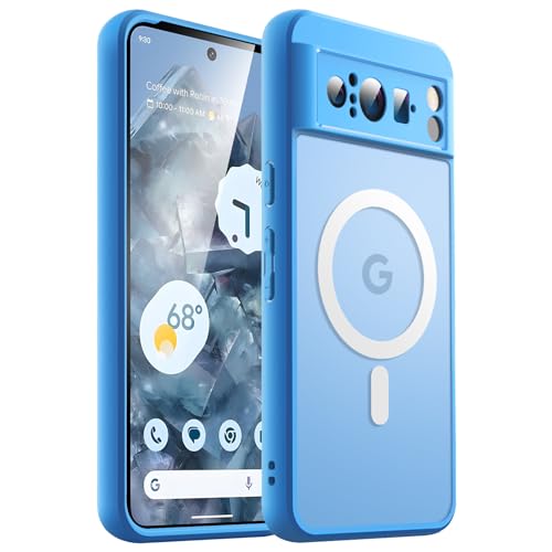 JETech Magnetic Case for Google Pixel 8 Pro 6.7-Inch 2023, Compatible with MagSafe, Translucent Matte Back Shockproof Phone Cover (Bay)