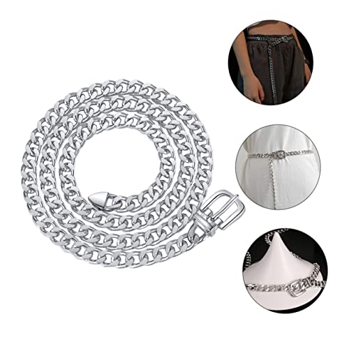 Didiseaon Metal Waist Chain for Women Silver Punk Metal Belt Shiny Decorative Belt4