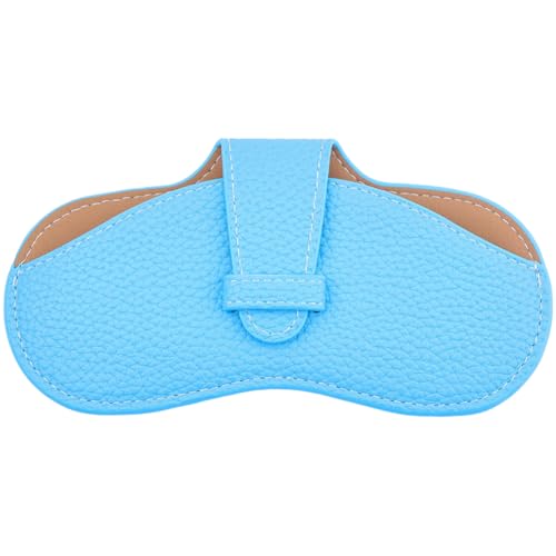 Image of CREATCABIN Leather Sunglasses Case Portable Slim Glasses Case Soft Eyeglasses Spectacle Cases Pouch Bag Cover Lightweight with Cleaning Cloth Gifts for Women Men Travel Vacation 6.9x3.4 Inch Sky Blue