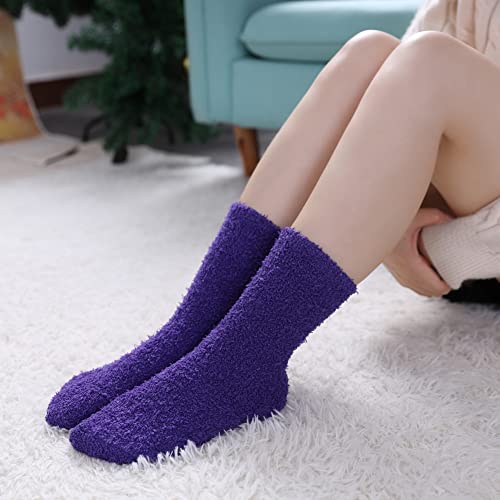 Image of LINEMIN Womens Fuzzy Socks Cozy Fluffy Winter Warm Slipper Socks Microfiber Soft Home Sleeping Socks